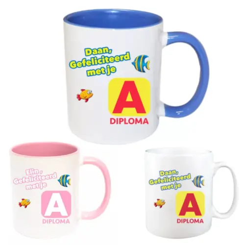 Zwemdiploma mok met naam cadeau 