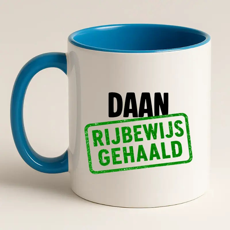 Rijbewijs Gehaald Mok met Naam - Stempel