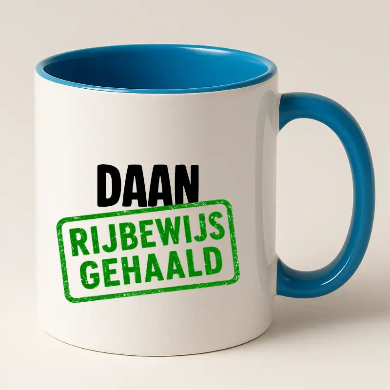Rijbewijs Gehaald Mok met Naam - Stempel