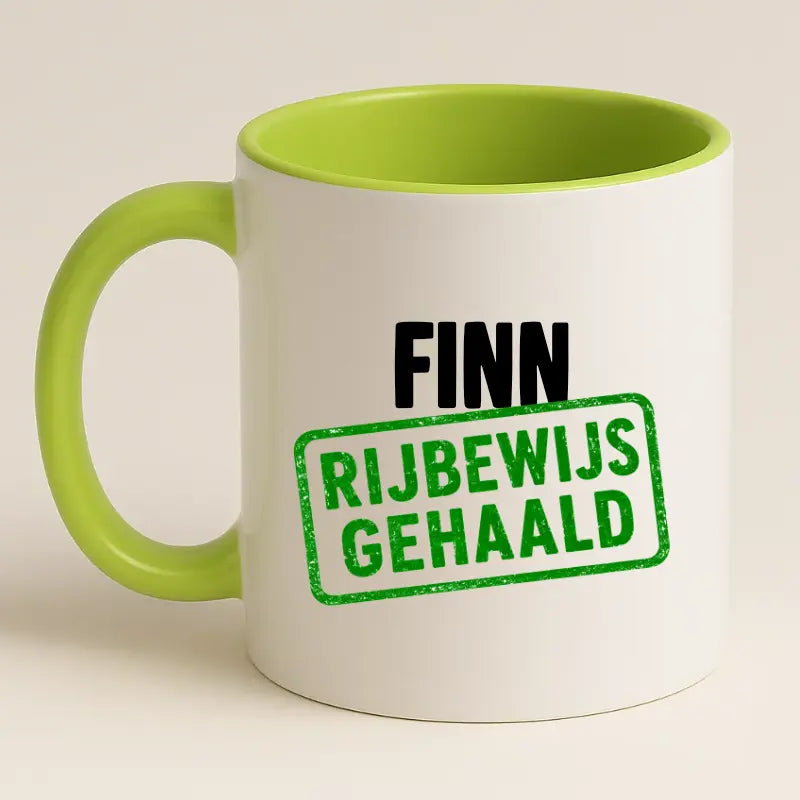 Rijbewijs Gehaald Mok met Naam - Stempel