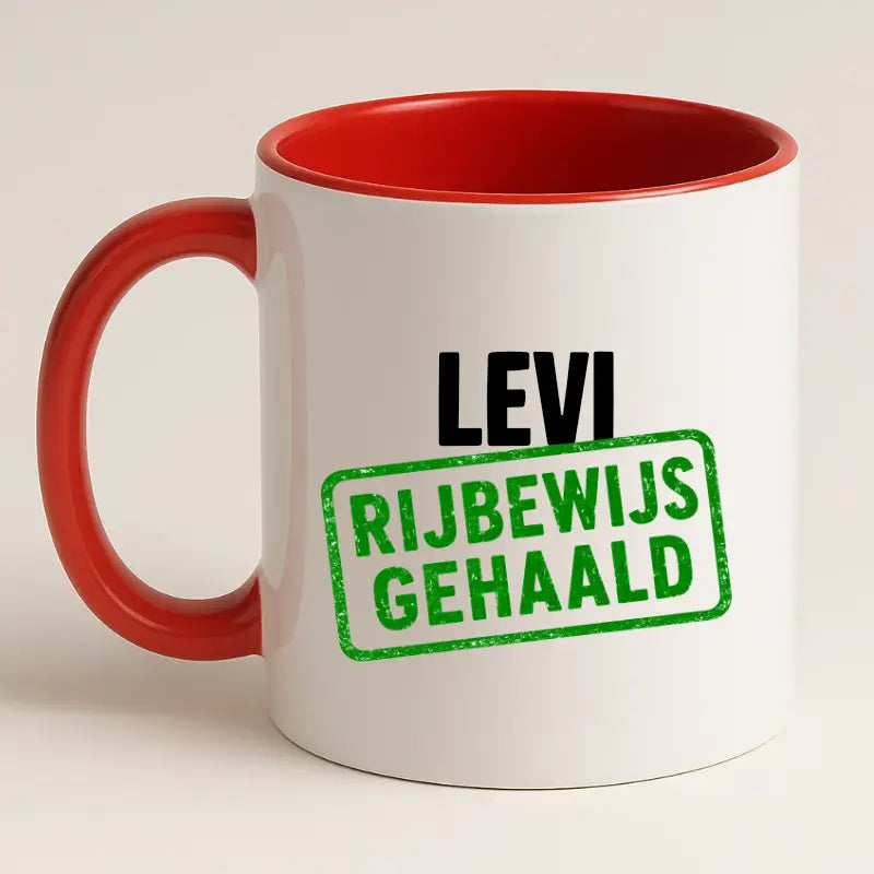 Rijbewijs Gehaald Mok met Naam - Stempel