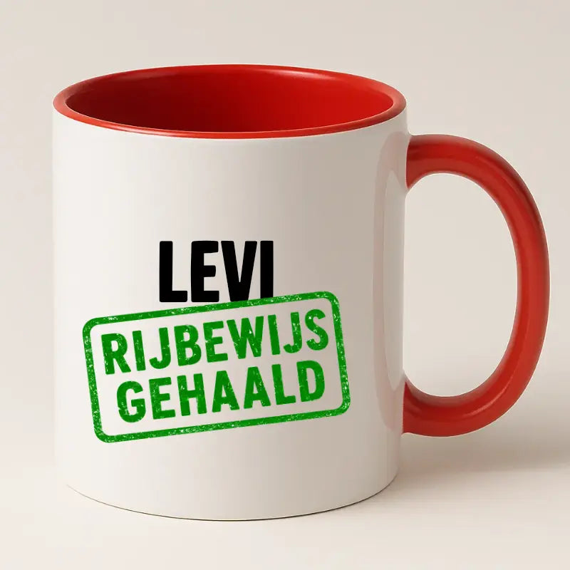Rijbewijs Gehaald Mok met Naam - Stempel
