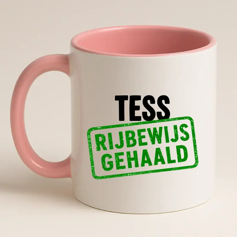Rijbewijs Gehaald Mok met Naam - Stempel