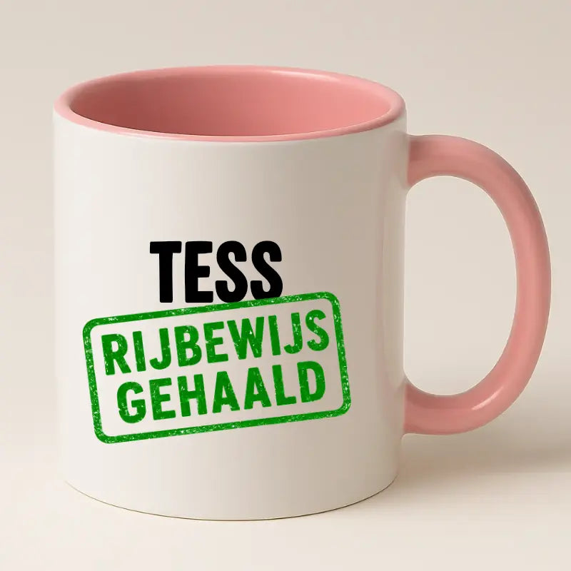 Rijbewijs Gehaald Mok met Naam - Stempel