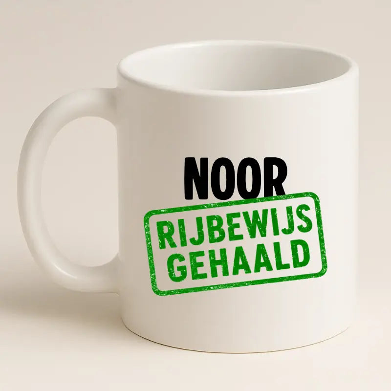 Rijbewijs Gehaald Mok met Naam - Stempel