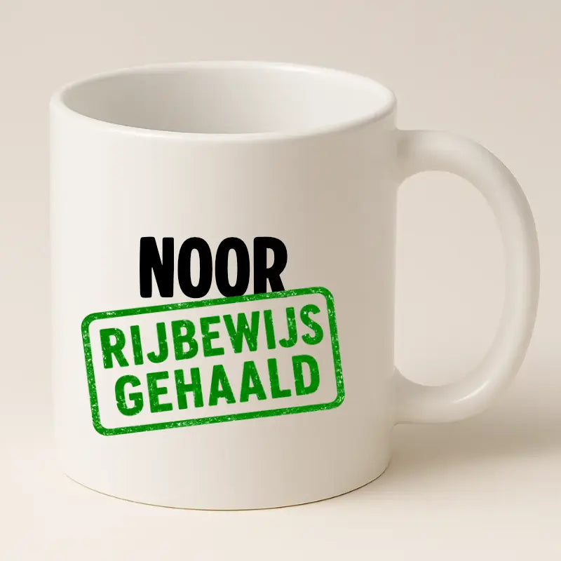 Rijbewijs Gehaald Mok met Naam - Stempel