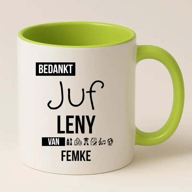 Bedankt Juf mok met naam