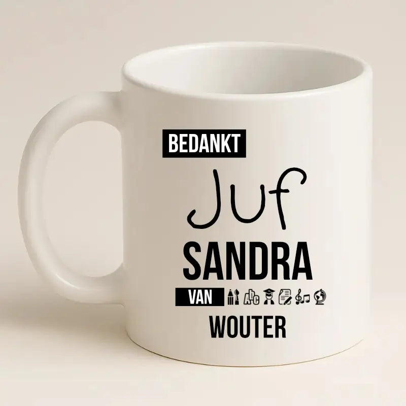 Bedankt Juf mok met naam