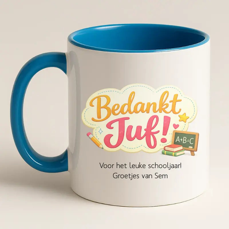 Bedankt Juf Wolkje Design Mok met Tekst