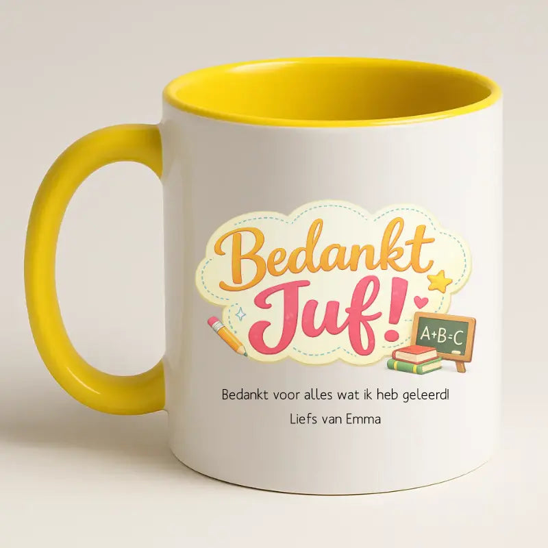 Bedankt Juf Wolkje Design Mok met Tekst