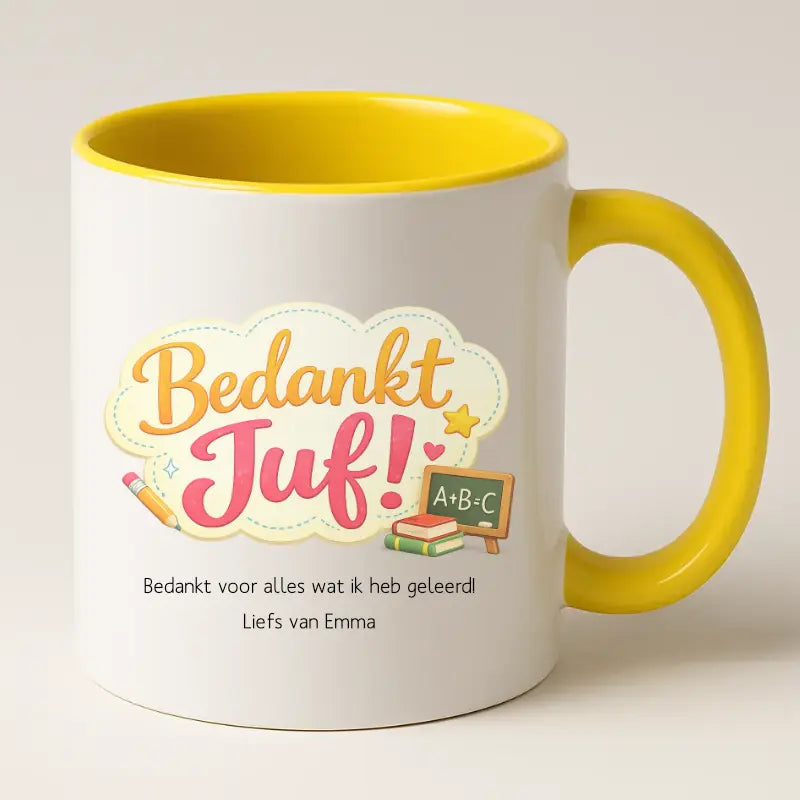 Bedankt Juf Wolkje Design Mok met Tekst