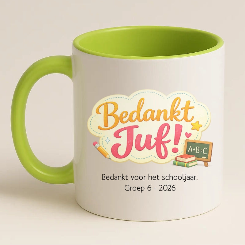 Bedankt Juf Wolkje Design Mok met Tekst