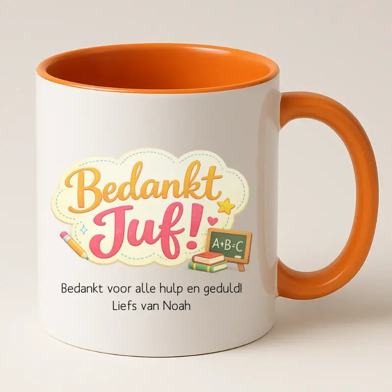 Bedankt Juf Wolkje Design Mok met Tekst