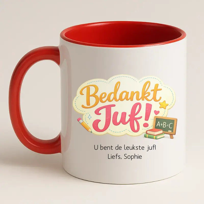 Bedankt Juf Wolkje Design Mok met Tekst