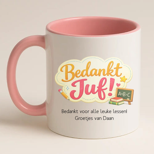 Bedankt Juf Wolkje Design Mok met Tekst