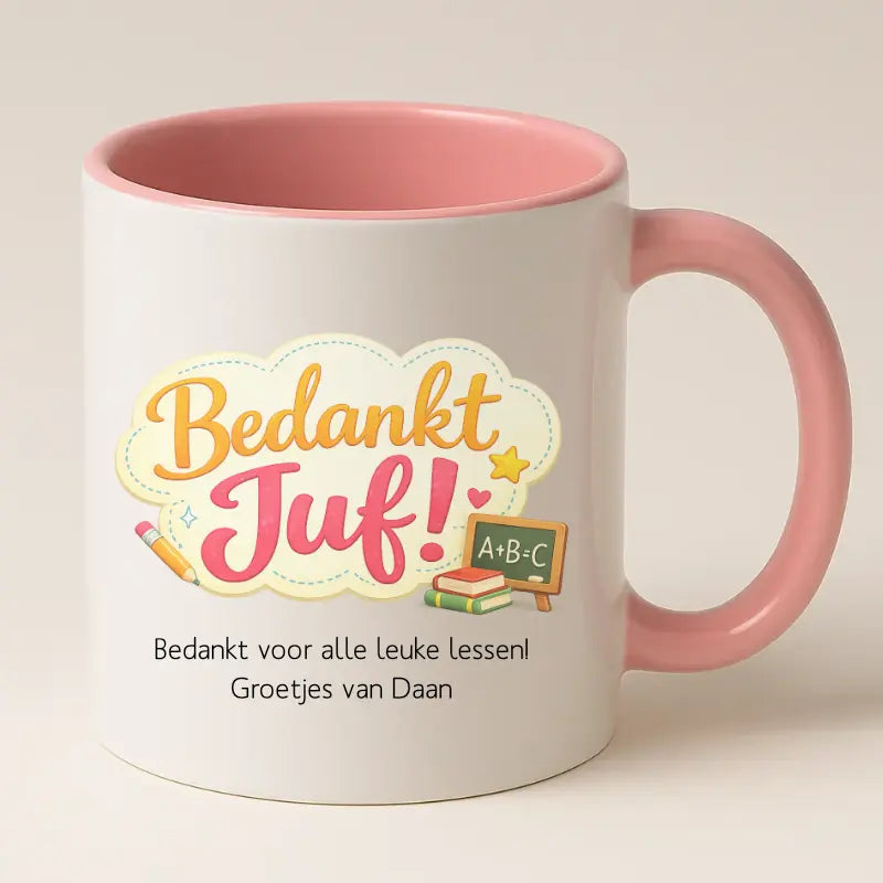 Bedankt Juf Wolkje Design Mok met Tekst