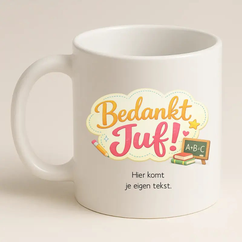 Bedankt Juf Wolkje Design Mok met Tekst