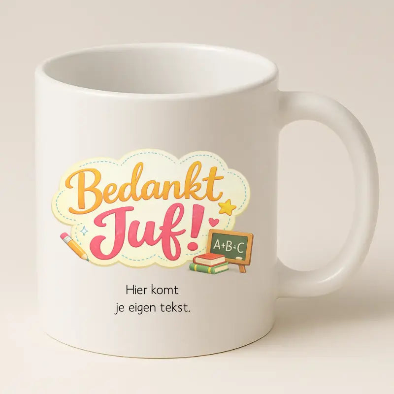 Bedankt Juf Wolkje Design Mok met Tekst