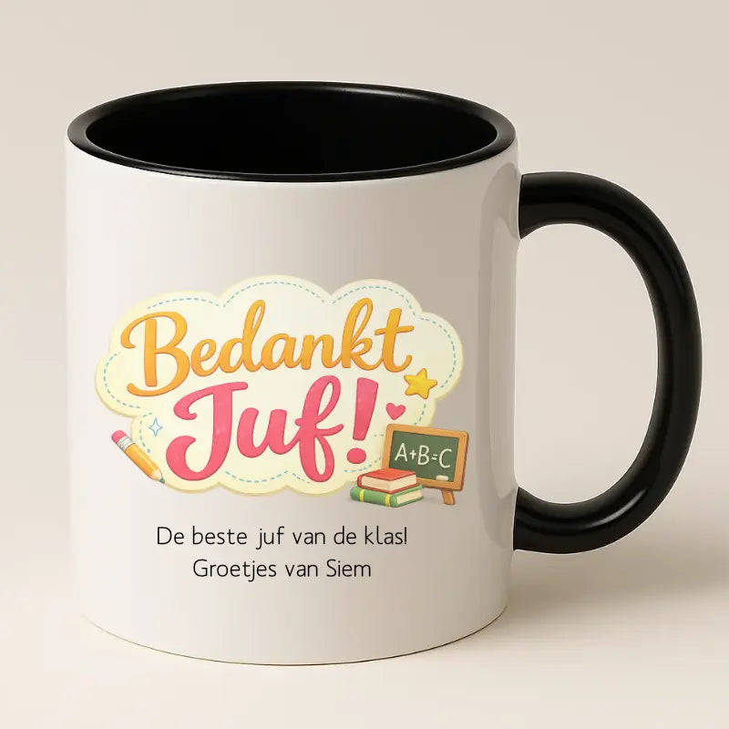Bedankt Juf Wolkje Design Mok met Tekst