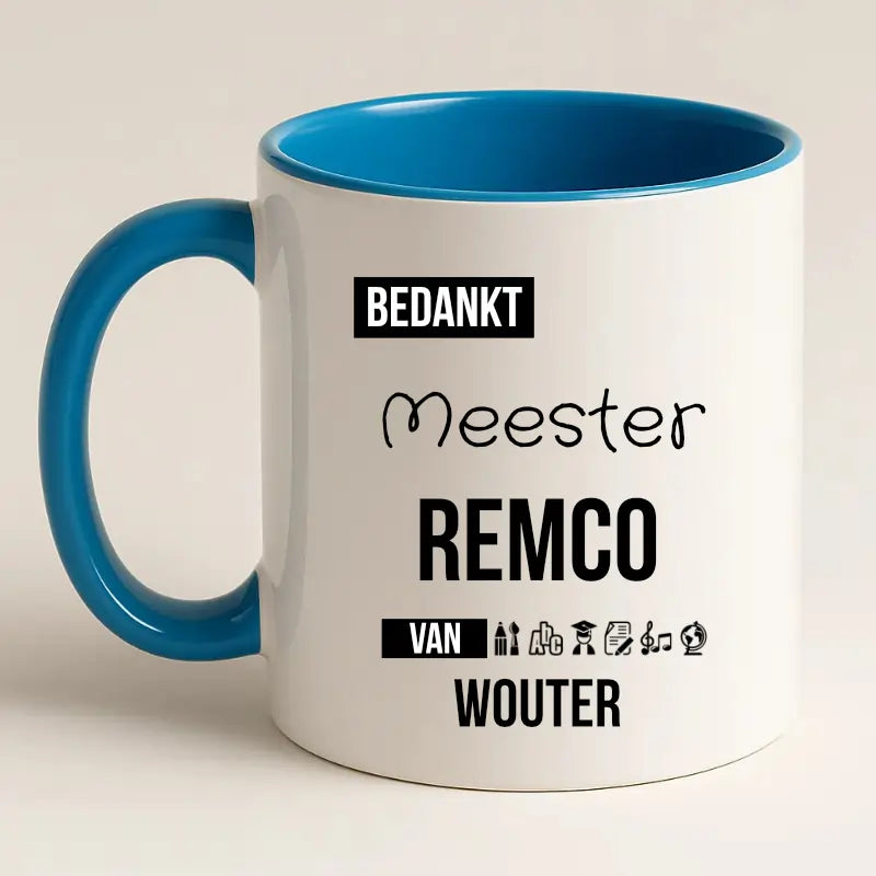Bedankt Meester Mok met Naam