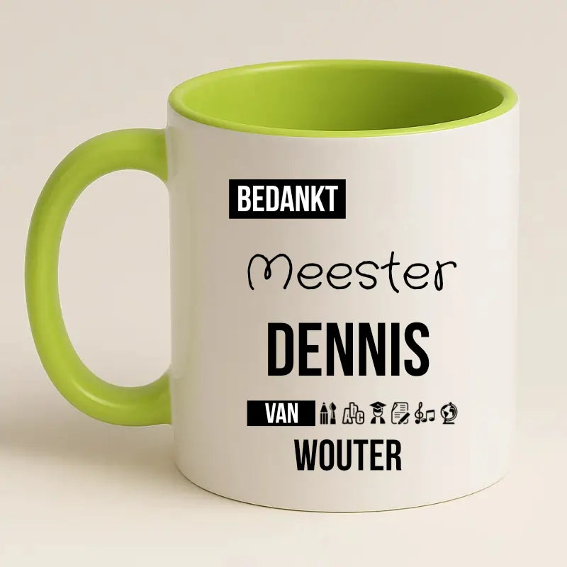 Bedankt Meester Mok met Naam