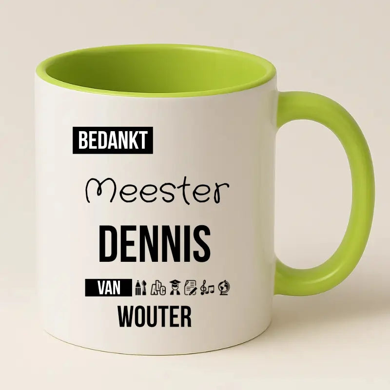 Bedankt Meester Mok met Naam