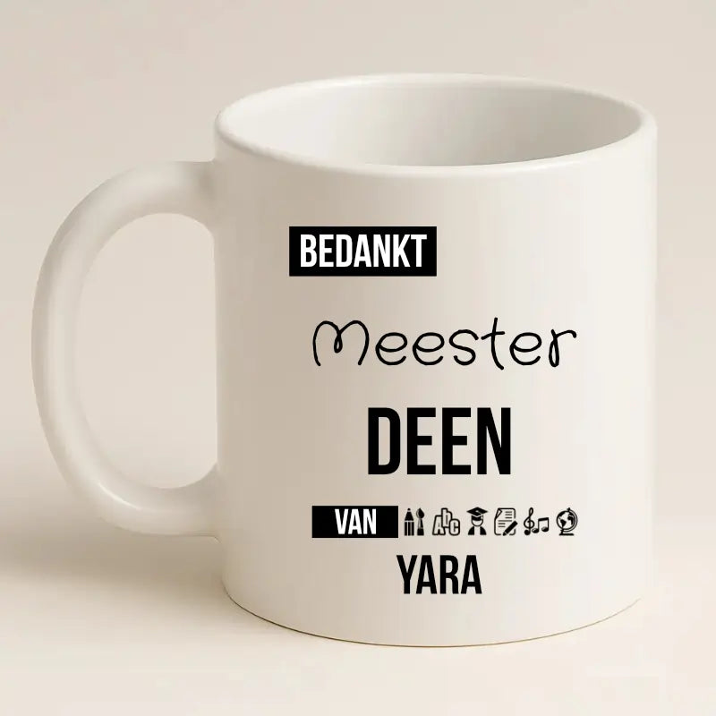 Bedankt Meester Mok met Naam