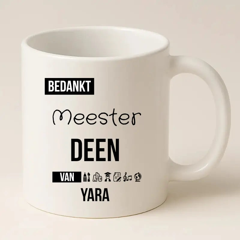 Bedankt Meester Mok met Naam