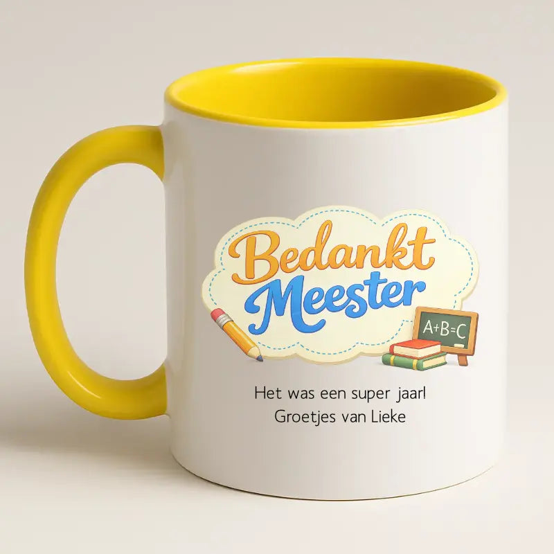 Bedankt Meester Wolkje Design Mok met Tekst