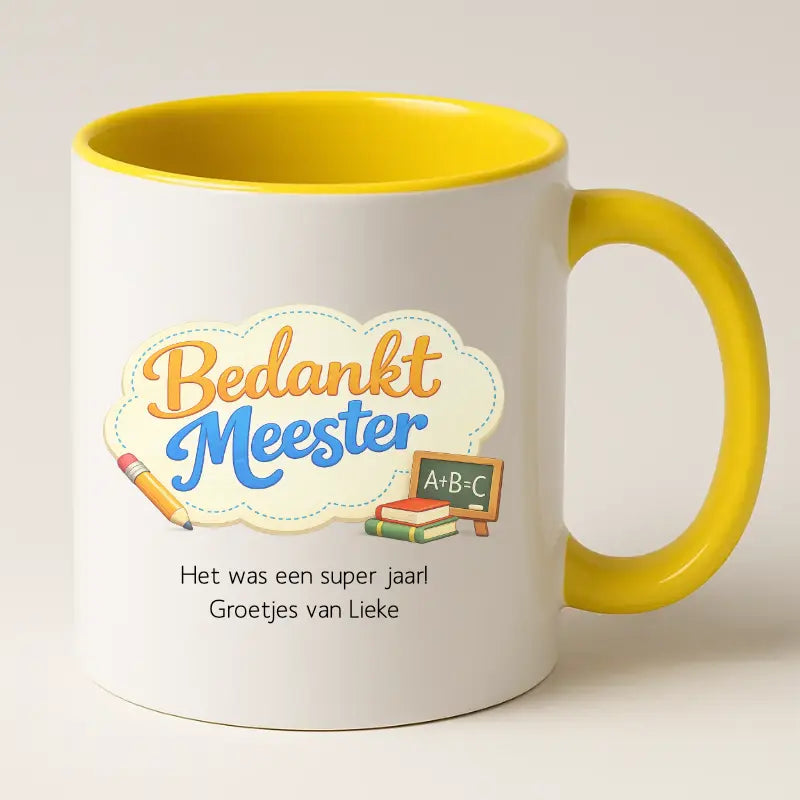 Bedankt Meester Wolkje Design Mok met Tekst