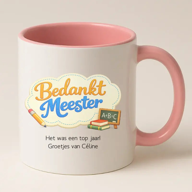 Bedankt Meester Wolkje Design Mok met Tekst