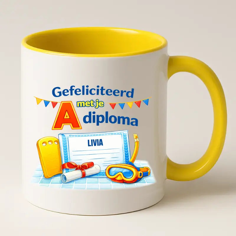 Gefeliciteerd met je A Diploma – Zwemdiploma Mok