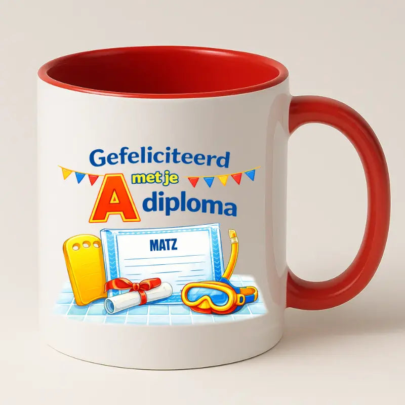 Gefeliciteerd met je A Diploma – Zwemdiploma Mok
