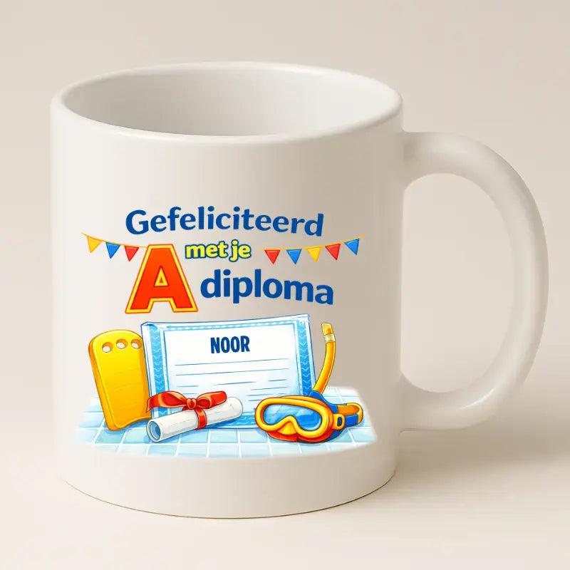 Gefeliciteerd met je A Diploma – Zwemdiploma Mok