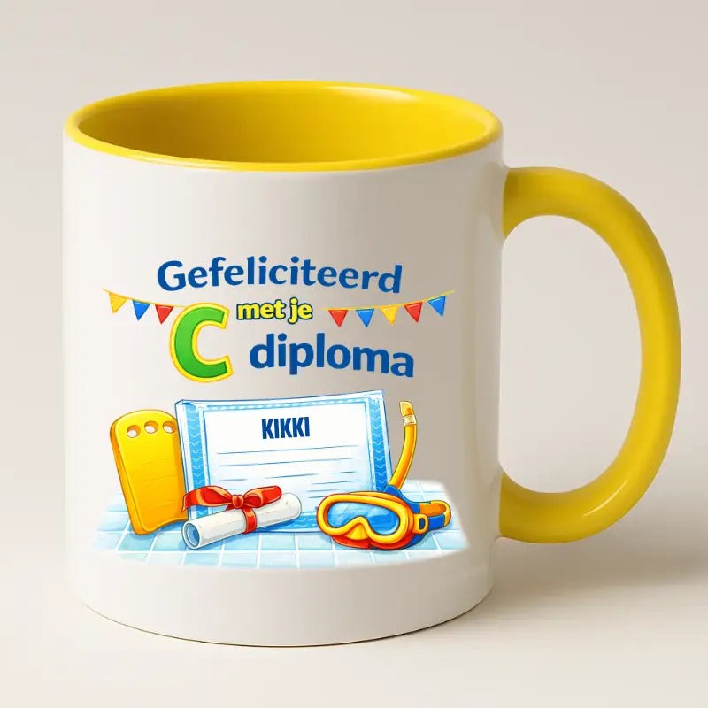 Gefeliciteerd met je c Diploma – Zwemdiploma Mok