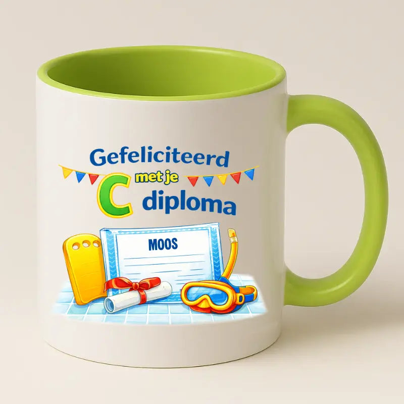Gefeliciteerd met je c Diploma – Zwemdiploma Mok
