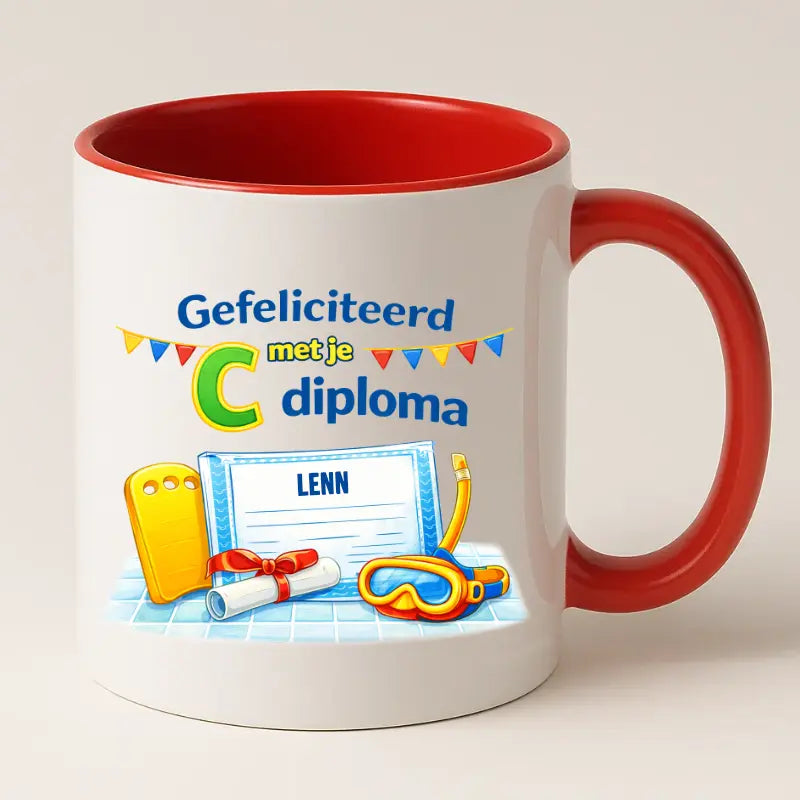 Gefeliciteerd met je c Diploma – Zwemdiploma Mok