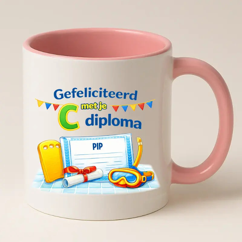 Gefeliciteerd met je c Diploma – Zwemdiploma Mok
