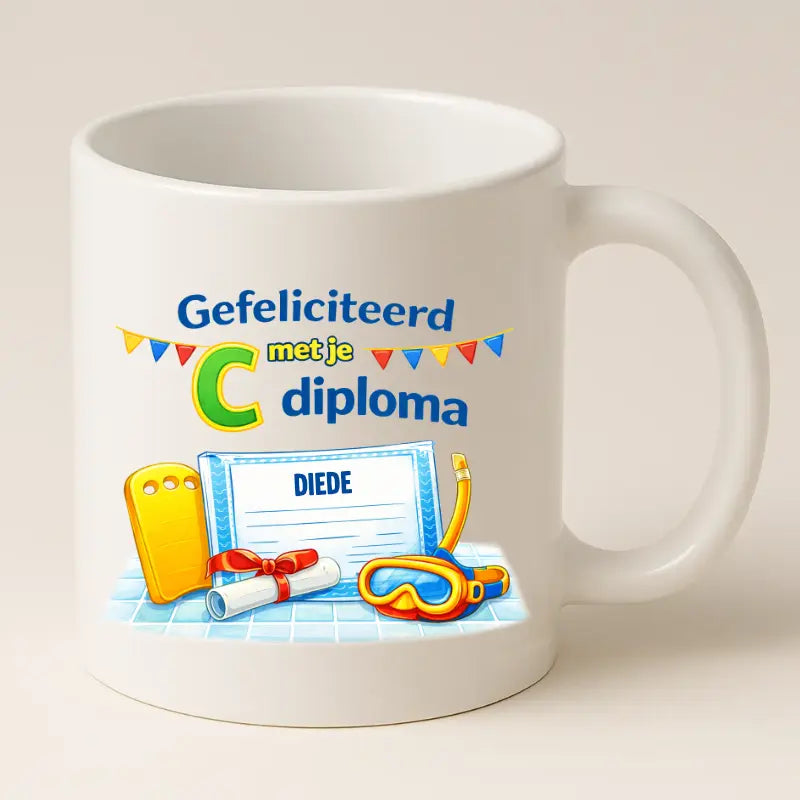 Gefeliciteerd met je c Diploma – Zwemdiploma Mok