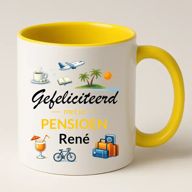 Gefeliciteerd met je Pensioen Mok met Naam
