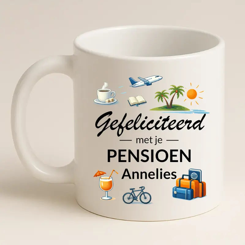 Gefeliciteerd met je Pensioen Mok met Naam
