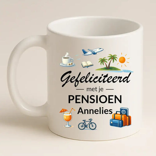 Gefeliciteerd met je Pensioen Mok met Naam