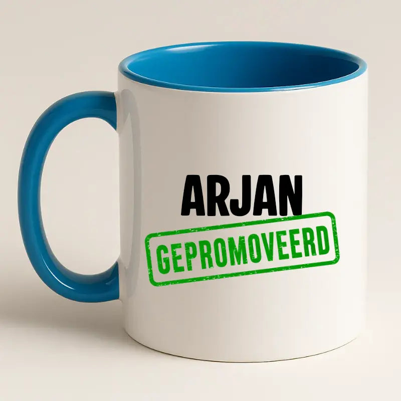 Gepromoveerd Mok met Naam – Stempel