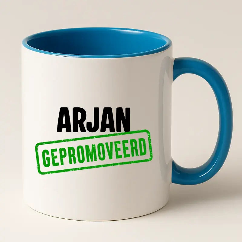 Gepromoveerd Mok met Naam – Stempel