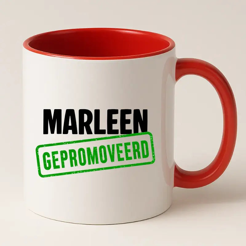 Gepromoveerd Mok met Naam – Stempel