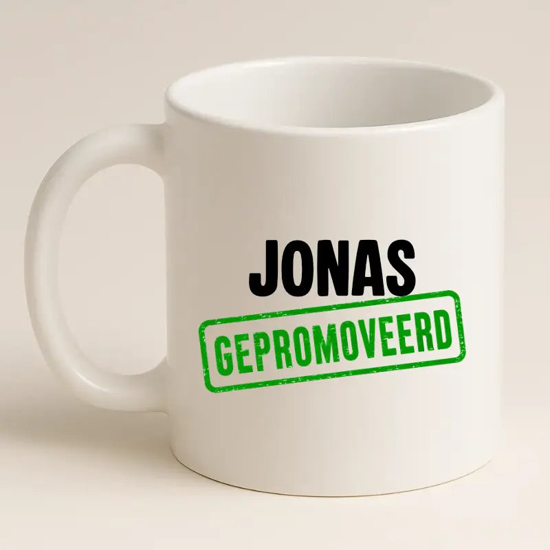 Gepromoveerd Mok met Naam – Stempel