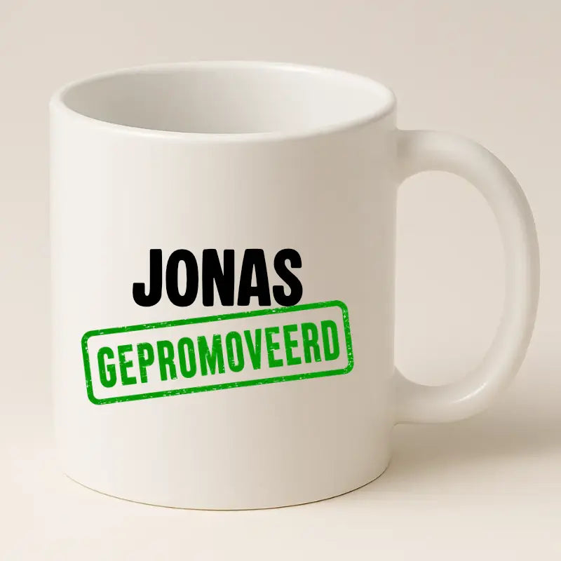 Gepromoveerd Mok met Naam – Stempel