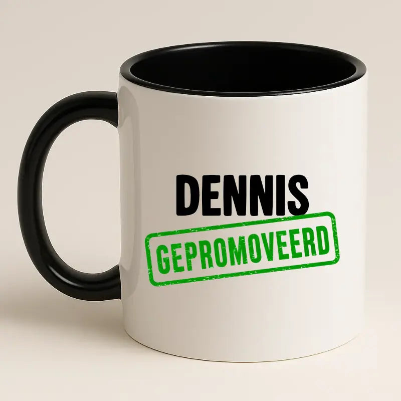 Gepromoveerd Mok met Naam – Stempel