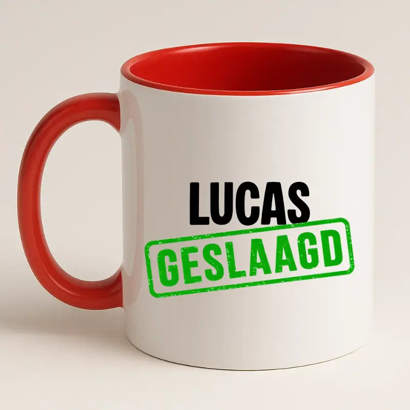 Geslaagd Mok met Naam - Stempel