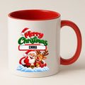 Merry Christmas Mok met Kerstman, Rendier met Naam - Gepersonaliseerde Kerstmok